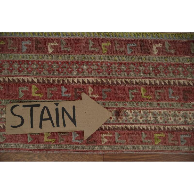 Hand Woven Oriental 100% Wool Carpet Traditional Tribal Beige & Ivories Sumak Area Rug - 7' 1'' X 4' 6''