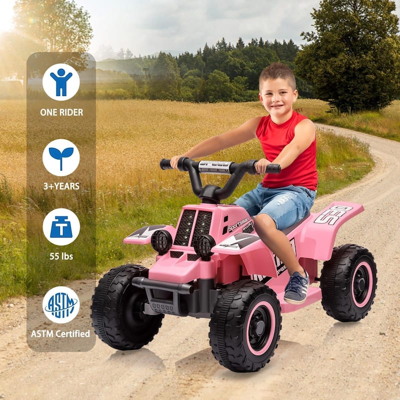 6V Kids Ride On Electric ATV with LED Headlights