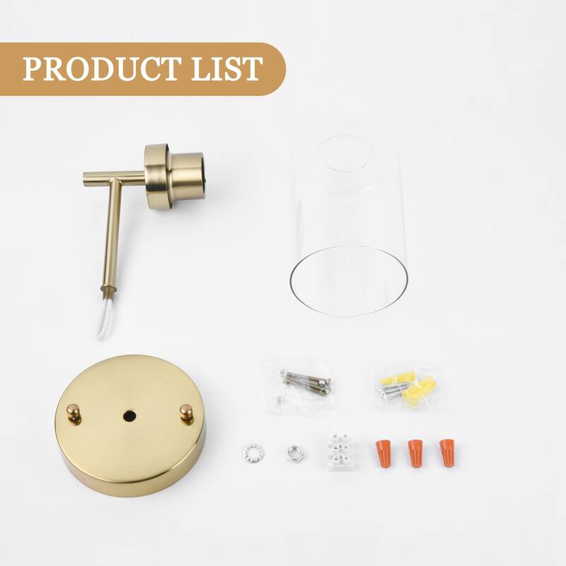 1-Light Modern Wall Sconce Bathroom Vanity Light with Glass Shade