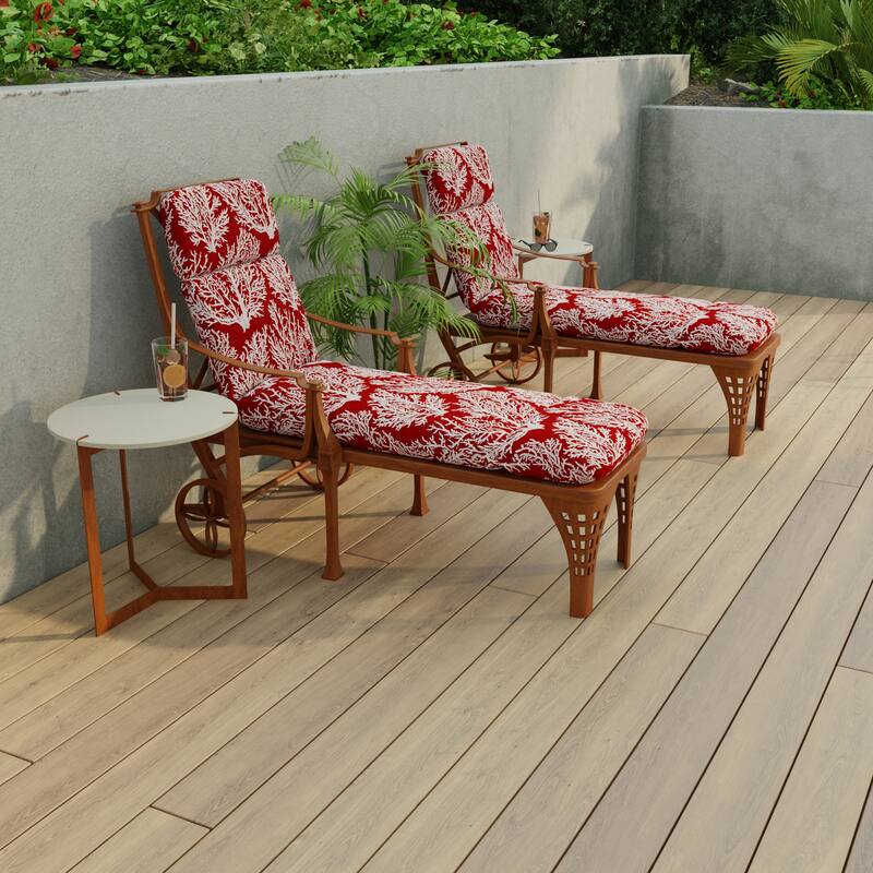 74" x 22" Outdoor Chaise Lounge Cushion with Ties and Loop - 74'' L x 22'' W x 5'' H