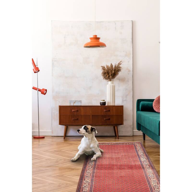 ECARPETGALLERY Hand-knotted Andelz Red Wool Rug - 3'4 x 9'5