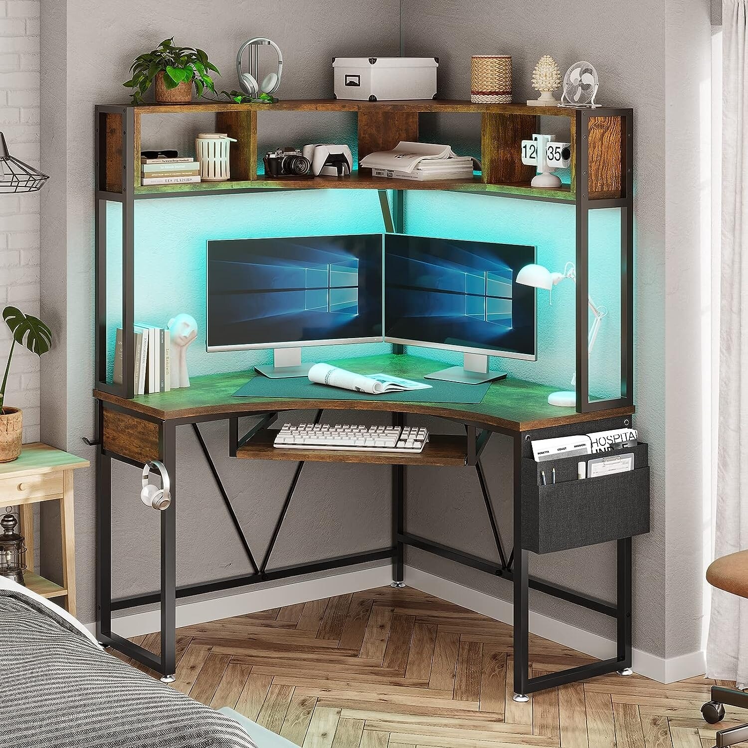 Narrow computer desk with hutch deals