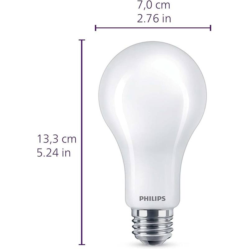 Philips ED A21 Ultra Definition Frosted Dimmable LED Light Bulbs, Daylight 5000K, E26 Base - 2 Pack