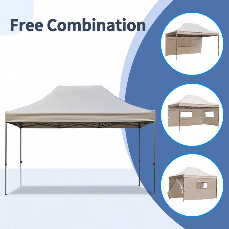 10x15 Pop Up Heavy Duty Party Tent with 4 Sidewalls,Khaki