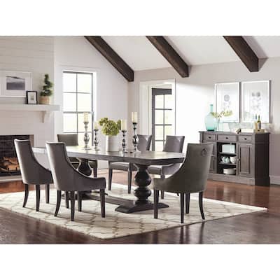 Vallerie Antique Noir and Grey 9-piece Dining Set with Removable Leaf