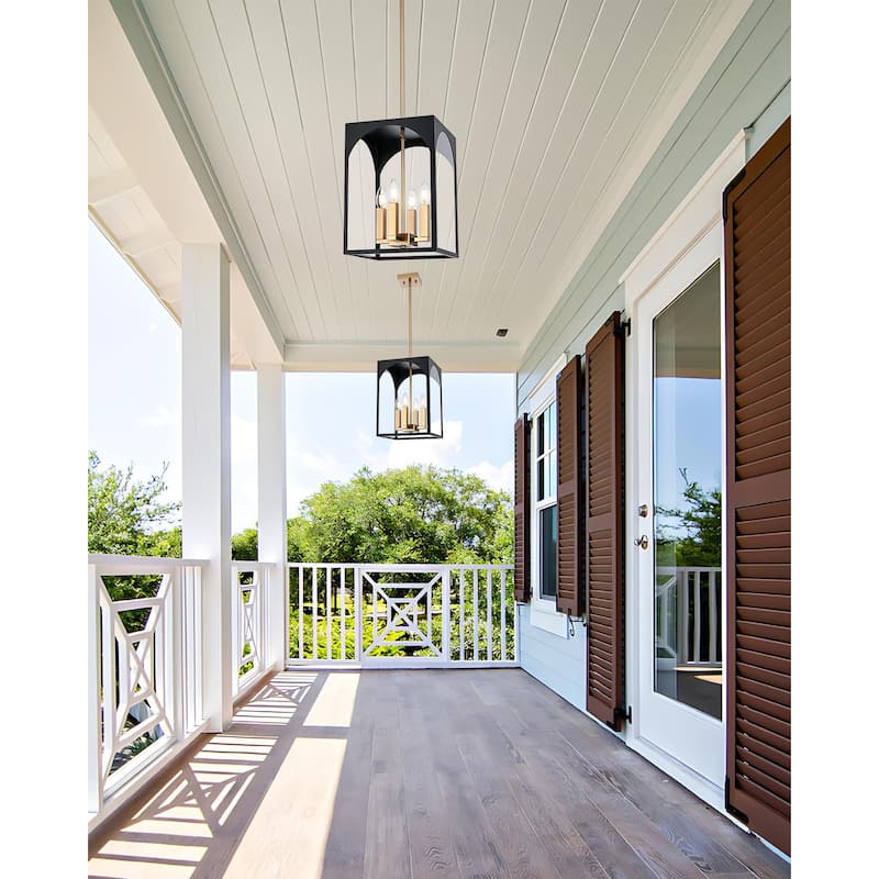 4-LightLarge Outdoor Pendant Light Fixtures, Exterior Hanging Lantern Porch Light Adjustable, Farmhouse Exterior Chandelier