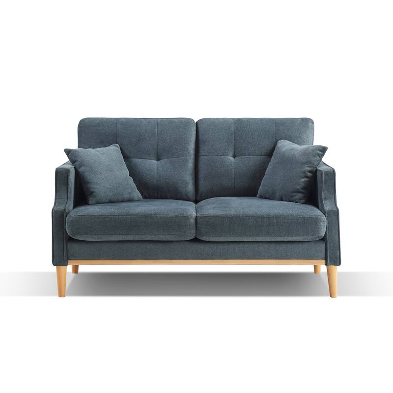 Modern Upholstered Sofa with Waterproof Fabric and USB Charging Ports, Two Pillows for Small Space Living Room