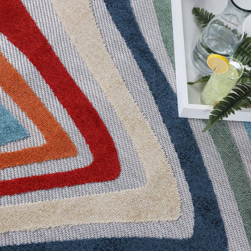 Superior Wave Coastal Striped Indoor Outdoor Area Rug