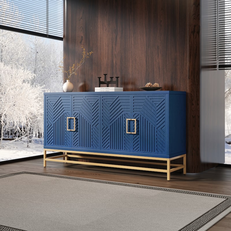 Rectangular Sideboard Entryway Cabinet with Adjustable Shelves & Metal Leg, Buffet Cabinet Console Table for Kitchen Living Room
