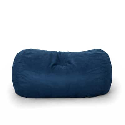 Marlin 6.5 Ft Suede Cylindrical Bean Bag, Midnight Blue