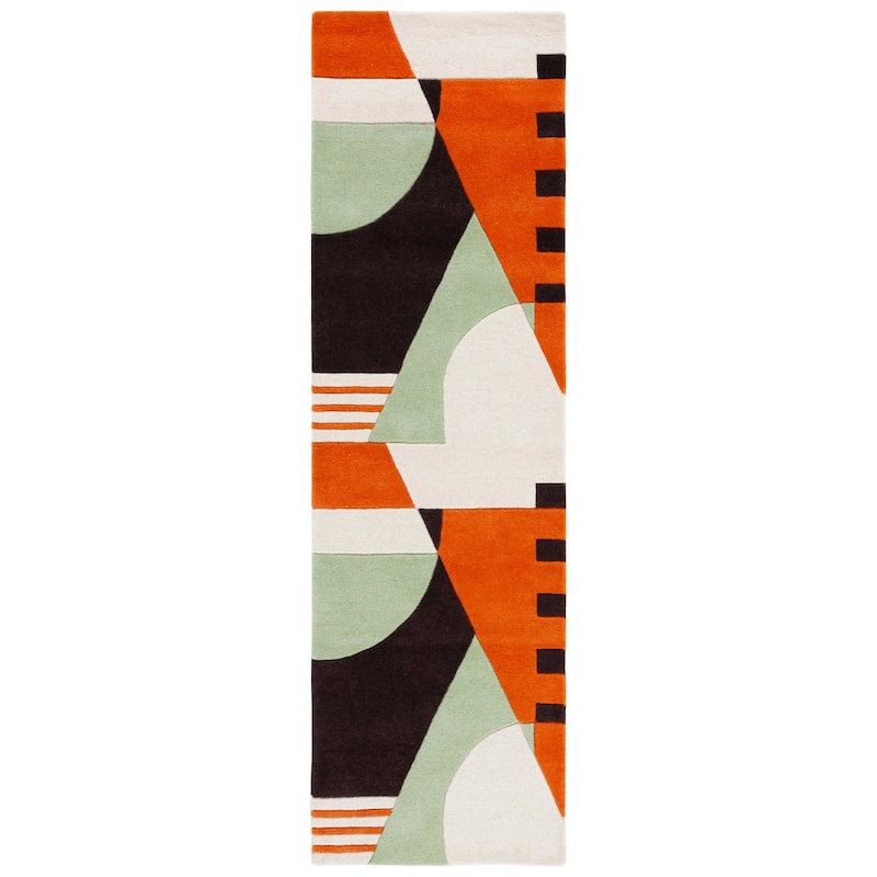 SAFAVIEH Handmade Rodeo Drive Willow Mid-Century Modern Abstract Wool - 2' 3" x 8' - Green/Brown - Runner