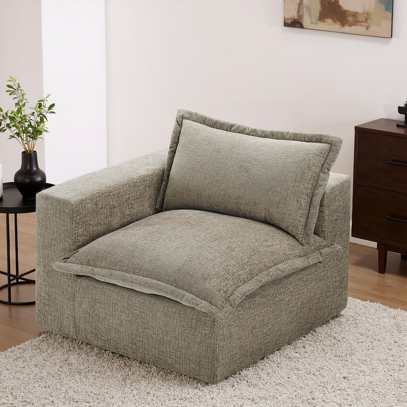 42"W Chenille Upholstered No Assembly Corner Chair - Left Facing - Camel