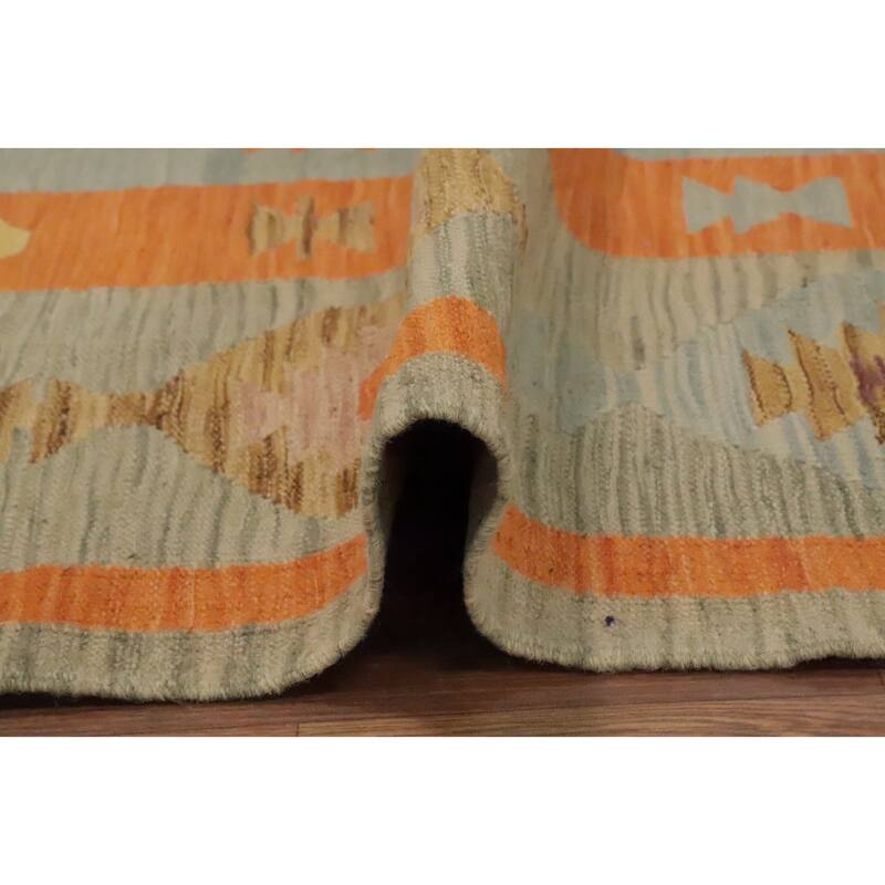 Hand Woven Oriental 100% Wool Carpet Southwestern Tribal Navy Blue & Blues Kilim Area Rug - 13' 0'' X 9' 9''