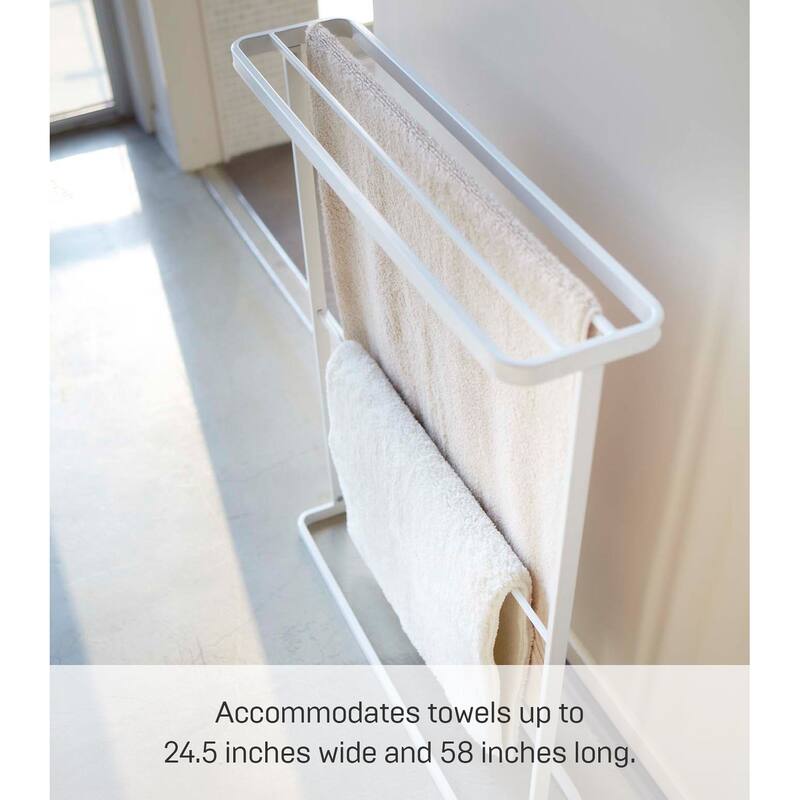 Yamazaki Home Bath Towel Hanger, Steel, Holds towels up to 24.5" x 58", Holds 2.2 lbs - L 5.91 x W 25.59 x H 29.53 inches