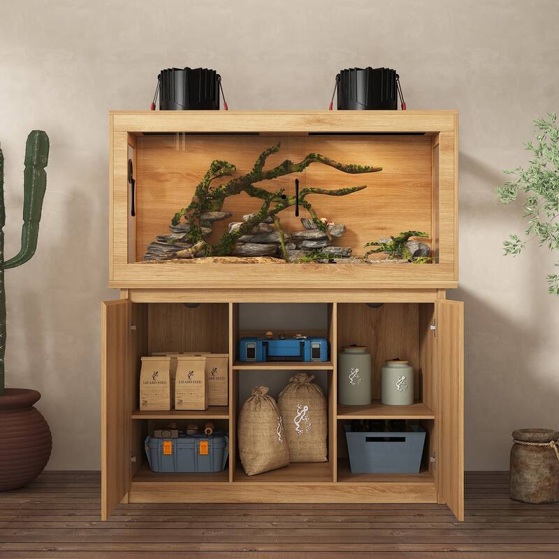 Large Reptile Terrarium Kit,Upgrade Tempered Glass,Mesh Roof Door,Sliding & Lock,for Lizard/Gecko