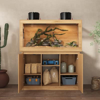 Large Reptile Terrarium Kit,Upgrade Tempered Glass,Mesh Roof Door,Sliding & Lock,for Lizard/Gecko