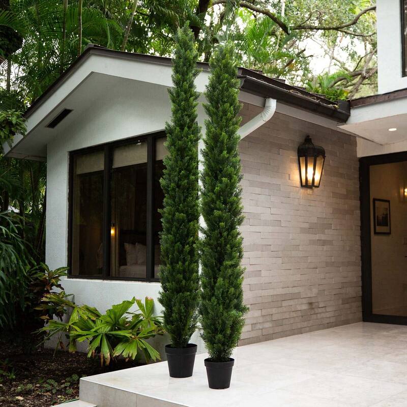 9ft. UV Resistant Artificial Cedar Pine Tree (Indoor/Outdoor) - Durable Seasonal Holiday X-Mas Décor