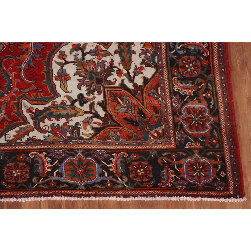 Hand Knotted Oriental 100% Wool Carpet Traditional Floral Red Heriz Area Rug - 13' 8'' X 9' 9''