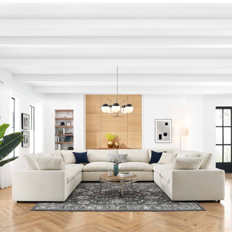 Commix 8-Piece Down Filled Overstuffed Sectional Sofa - Light Beige