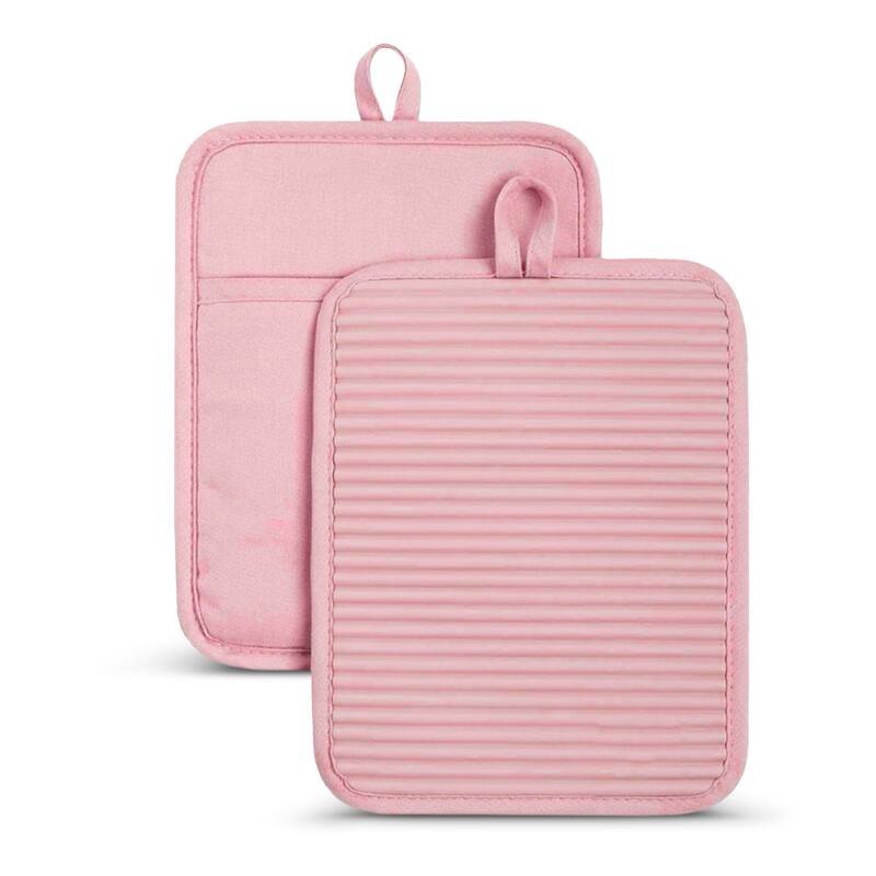 Cheer Collection Ribbed Silicone Pot Holders 2 Pack Cotton Lined