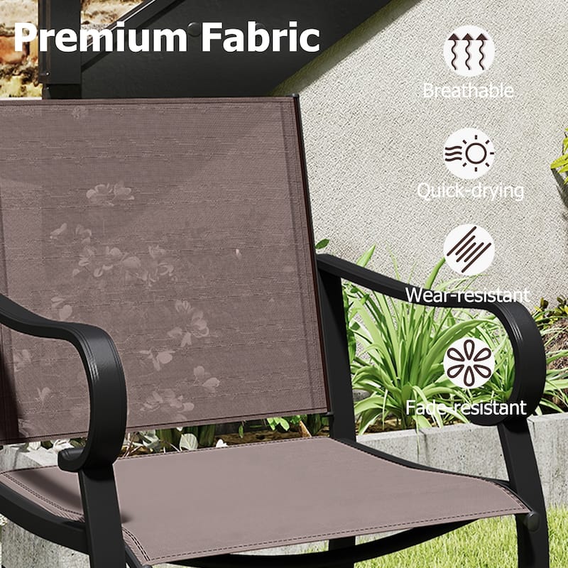 Gymax Outdoor Counter Height Bar Stools Set of 4 w/ Back Armrest &