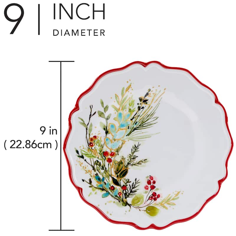 Certified International Christmas Gatherings 9" Melamine Salad/Dessert Plates, Set of 4 - 9" Diameter