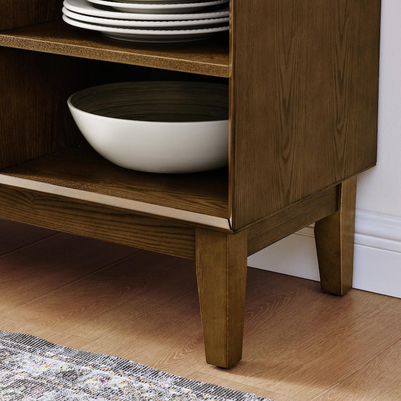 47" Farmhouse Sideboard - Fluted Cabinet with Solid Wood Feet