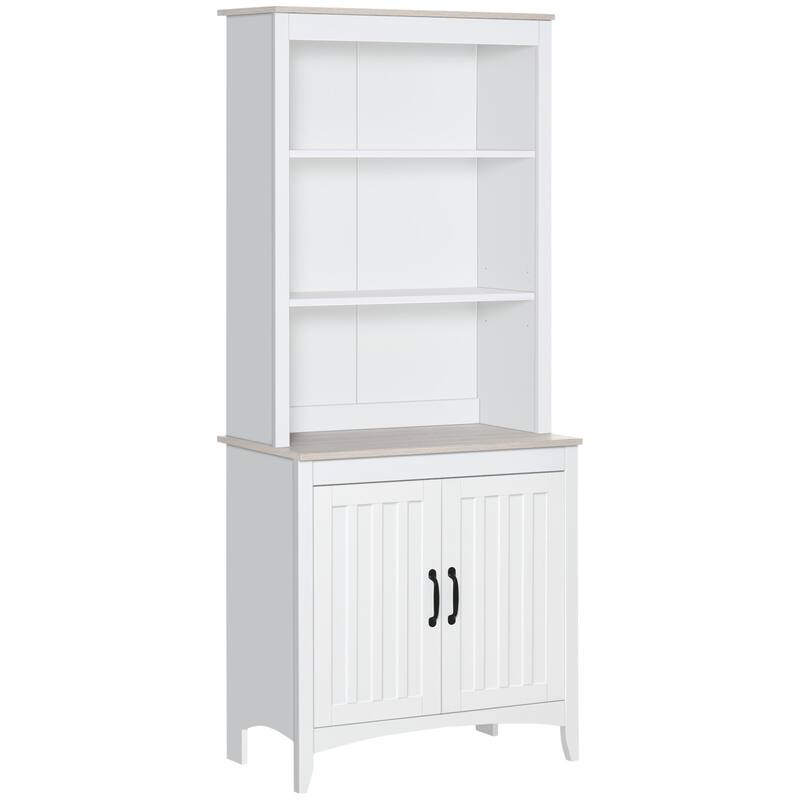 HOMCOM 70" Kitchen Buffet Hutch with 3-Tier Shelving, Freestanding Storage Pantry Cabinet w/ Adjustable Shelves and Countertop