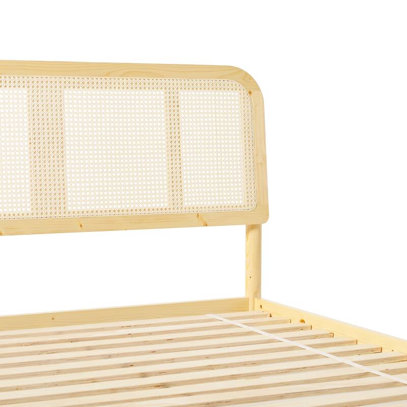 Middlebrook Designs Boho Curved Rattan Headboard Queen Bedframe