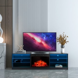 Modern TV Stand With Electric Fireplace And Ample Storage Bed Bath   Modern TV Stand With Electric Fireplace And Ample Storage 