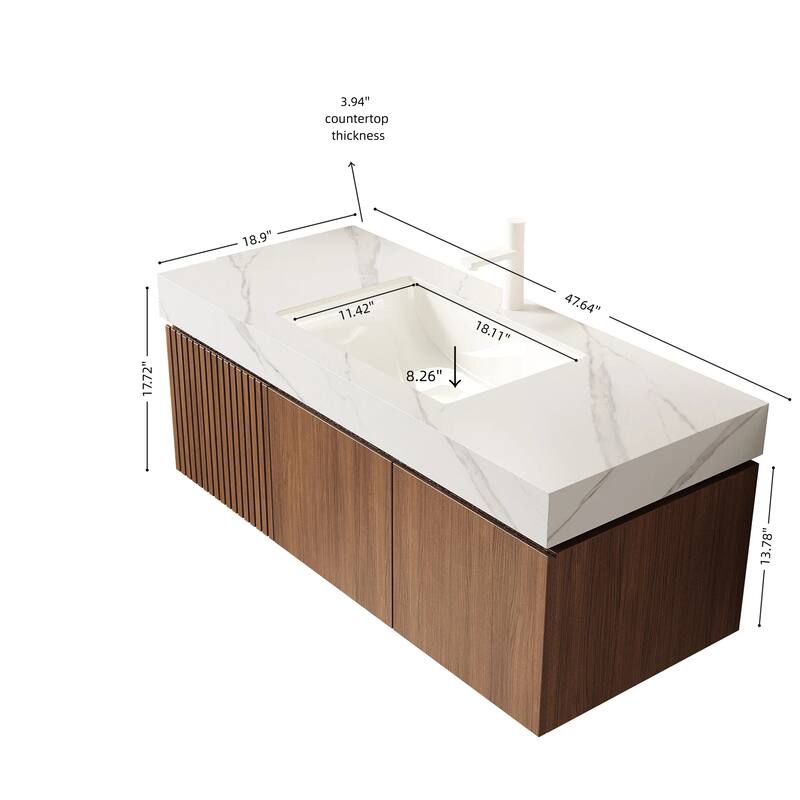 Floating Storage Bathroom Vanity with 1 Pre-drilled Faucet Hole