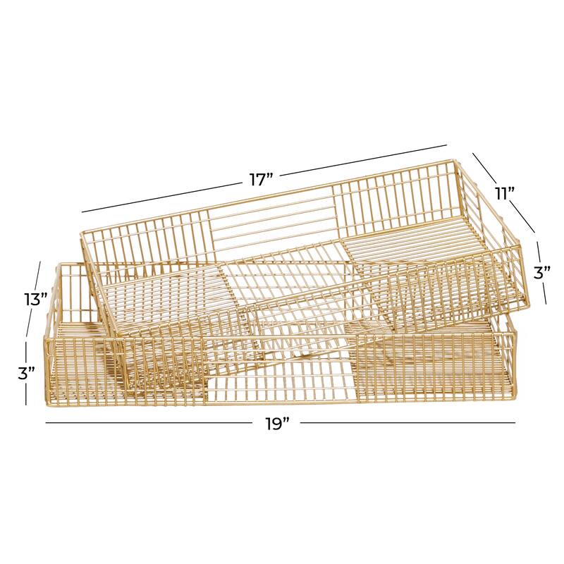 Gold Iron Contemporary Tray (Set of 2) - S/2 17", 19"W