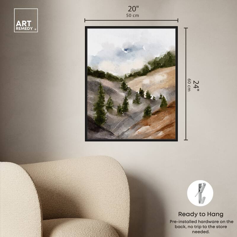 Art Remedy Looks Closer But Is Far Framed Landscape 1 Piece Canvas Wall Art Watercolor Style