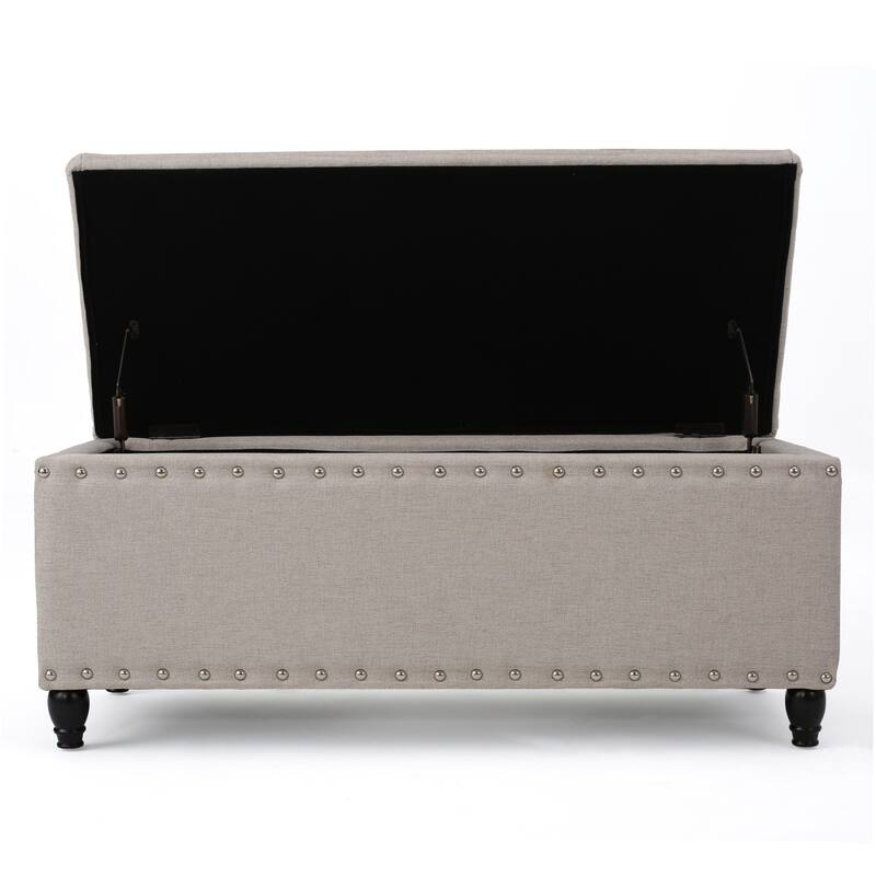Simple Upholstered Storage Bench Hallway Bench with Nail Trim, Entryway Footrest Seat Leisure Stool Corridor Stool