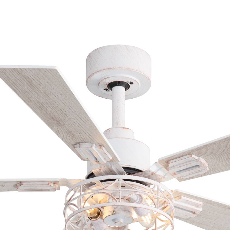 42" Reversible 5-Blade Caged Ceiling Fan with Light and Remote