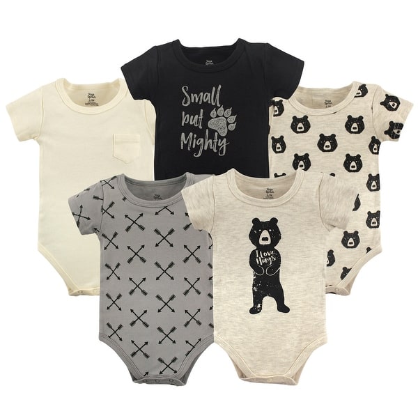 slide 1 of 1, Yoga Sprout Baby Boy Cotton Bodysuits 5pk, Bear Hugs 12-18 Months - Bear Hugs Short-Sleeve