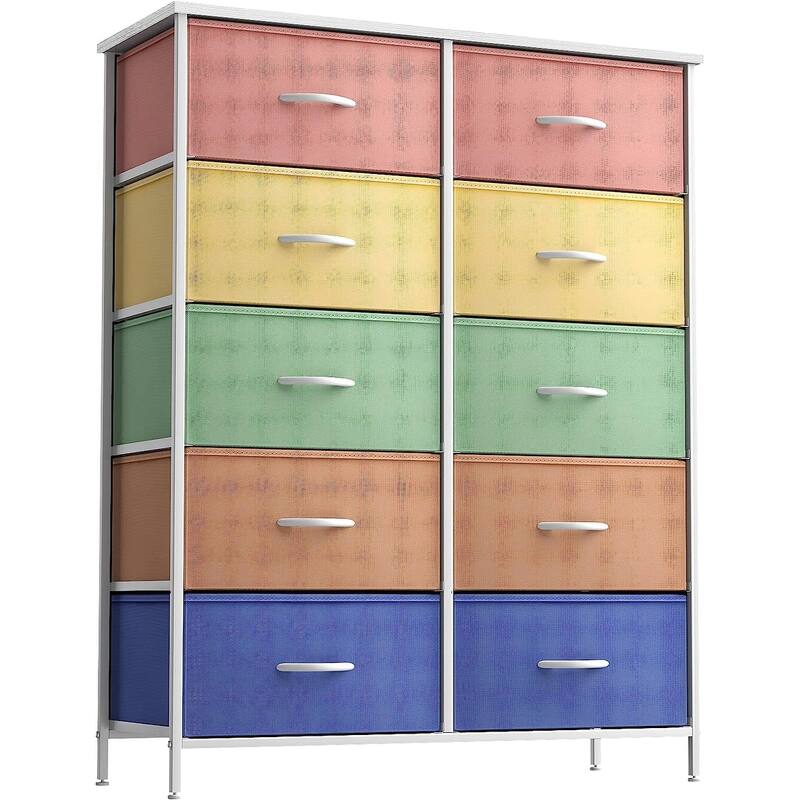 Dressers for Bedroom with 10 Drawers, Chest of Drawers for Bedroom - Pastel 1 - 10-drawer