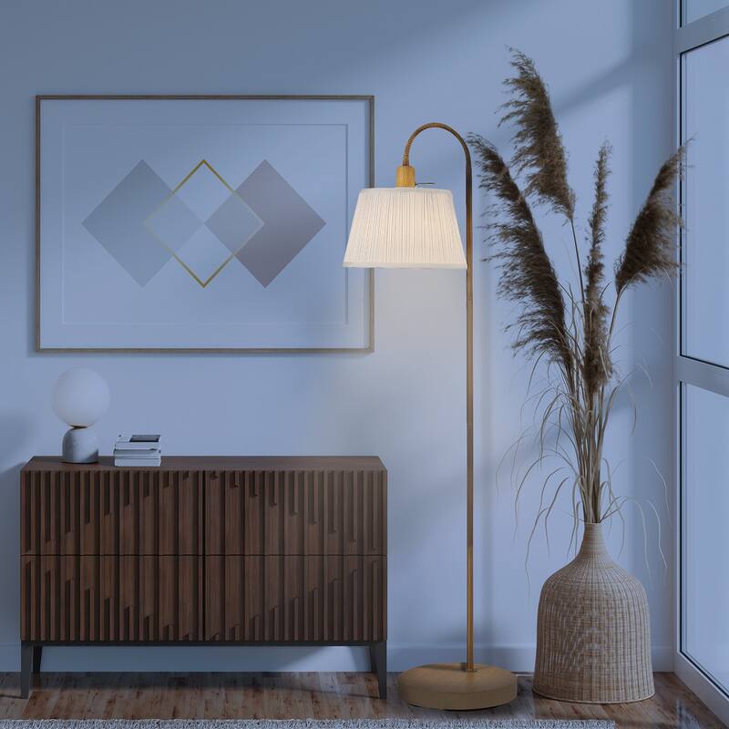 Maris 68" Light Faux Wood Floor Lamp with White Patten Shade - one size