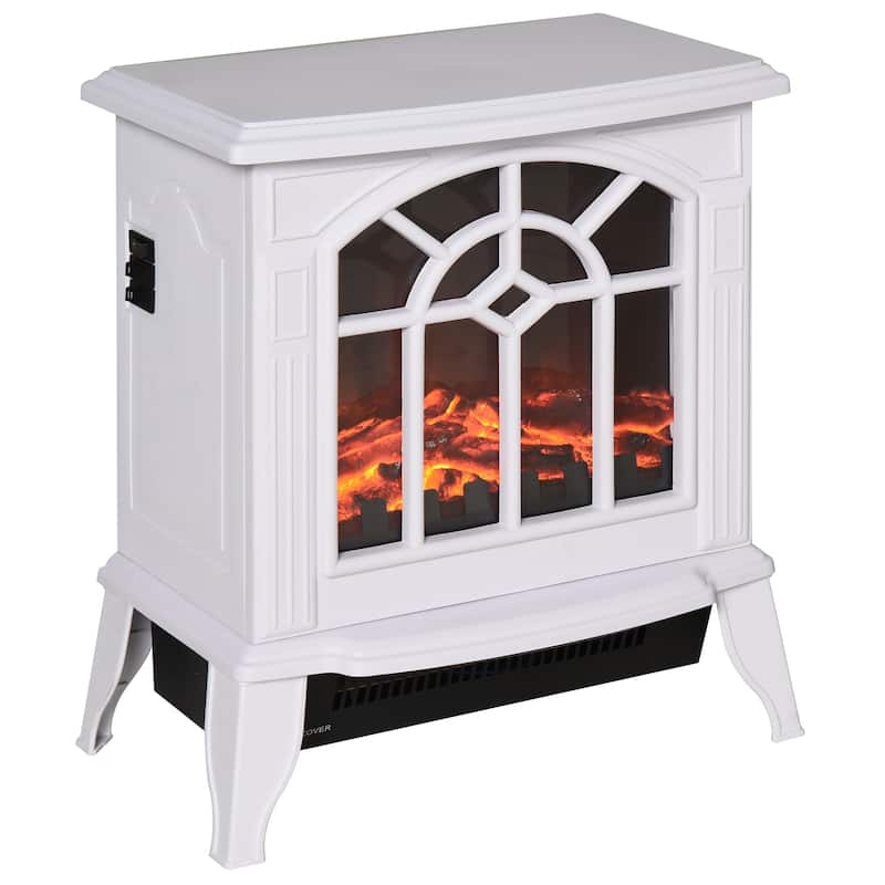 HOMCOM 16" 1500W Freestanding Indoor Electric Fireplace Heater - White