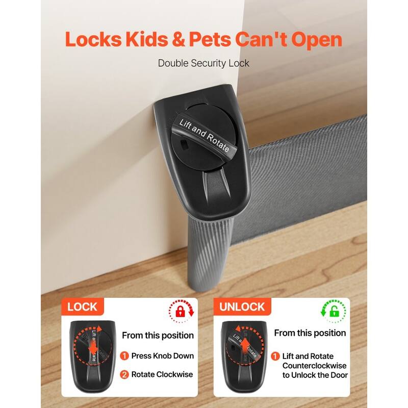 Retractable Baby Gate with Escape-Proof Bottom Hook and Mesh Design for Kids and Pets Safety