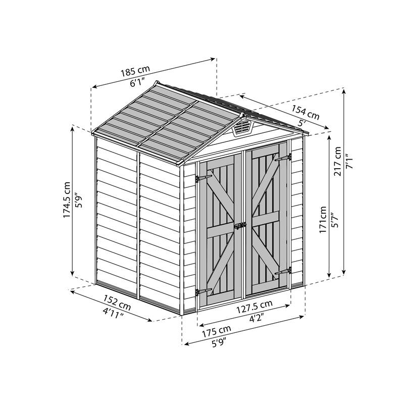 SkyLight D Dark Gray Deco Plastic Garden Outdoor Storage Shed