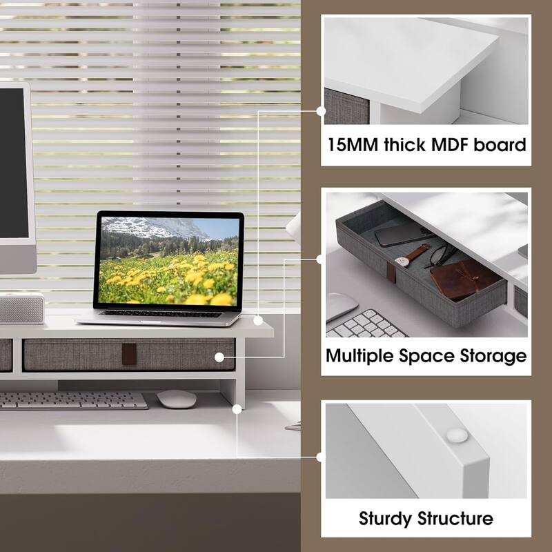 Fenge Dual Monitor Stand, 2 Tiers Monitor Riser for Desk