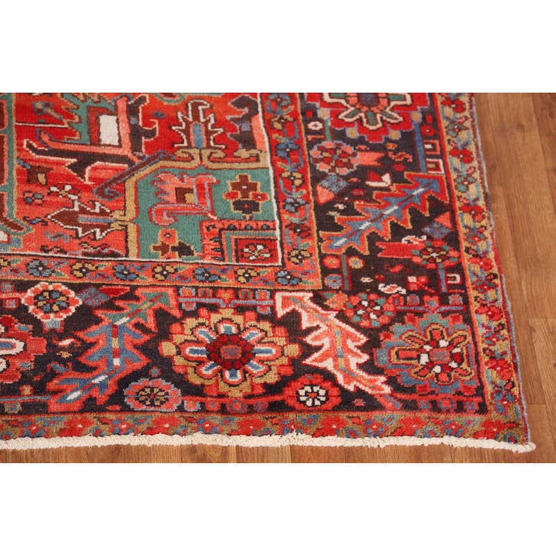 Hand Knotted Oriental 100% Wool Carpet Traditional Medallion Red Heriz Area Rug - 11' 7'' X 8' 7''