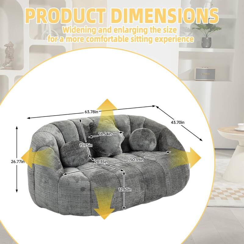 Roomfitters High Back Bean Bag Sofa Chair, Velvet Lazy Lounger Couch for Living Room