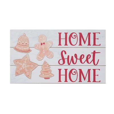 Transpac Wood 19.7 in. Multicolored Christmas Gingerbread Home Slat Decor