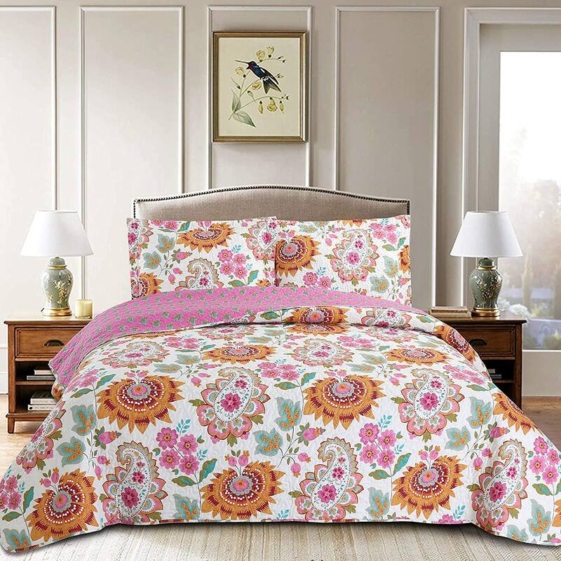 Cozy Line Veneto Floral 3-Piece Quilt Bedding Set