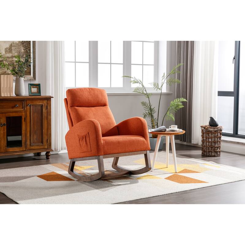 27" Upholstered Rocking Chair with Side Pocket
