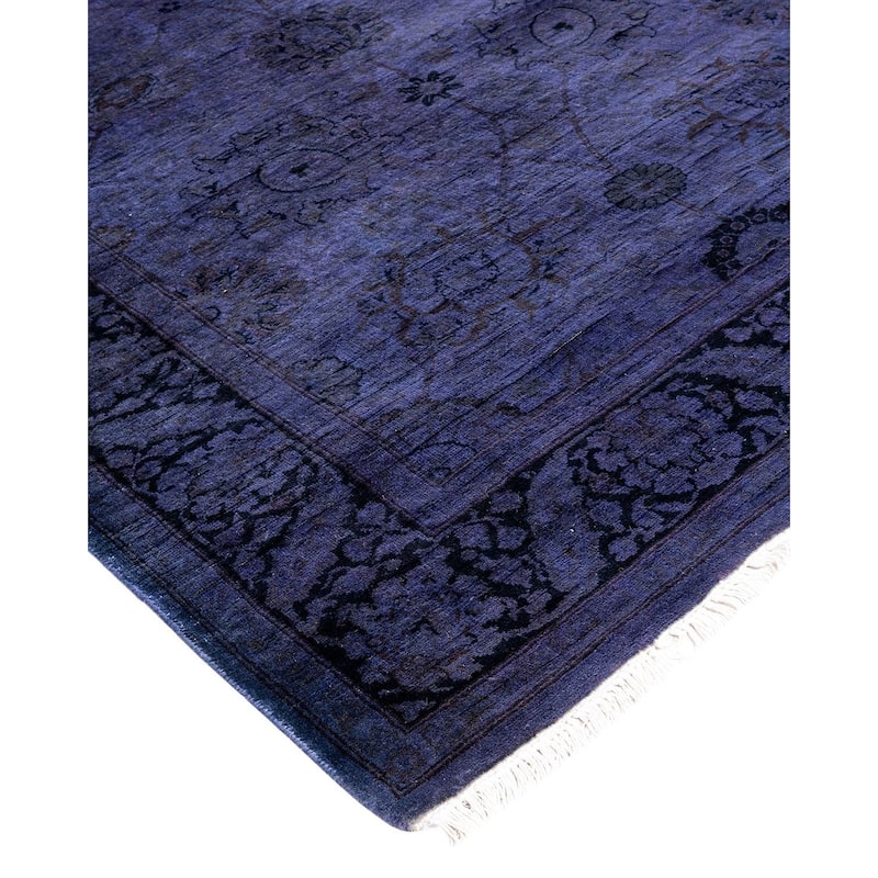 Fine Vibrance, One-of-a-Kind Hand-Knotted Runner Rug - Purple, 3' 1" x 8' 5" - 3' 1" x 8' 5"