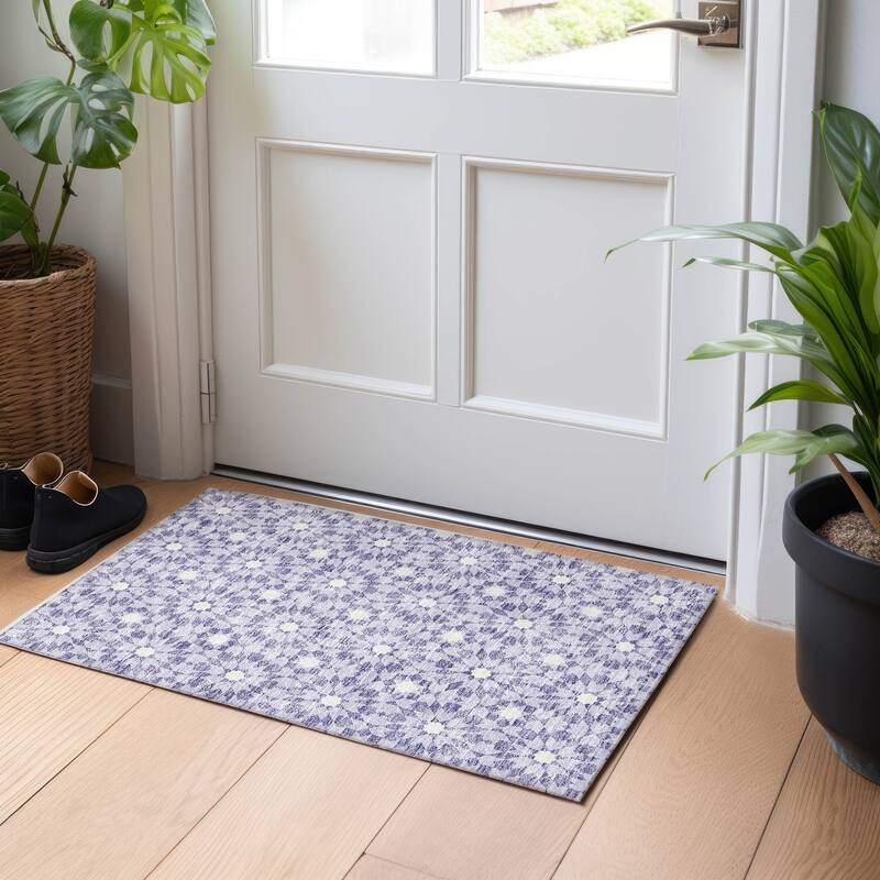 Premium Washable Super Soft Modern Mosaic Mayfield Rug - Lilac - 1' 8" x 2' 6" - Rectangle