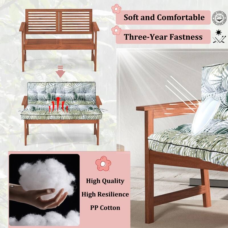 Porch Swing Replacement Cushion, 55in Outdoor Bench Cushions with Backrest Thicken 4"